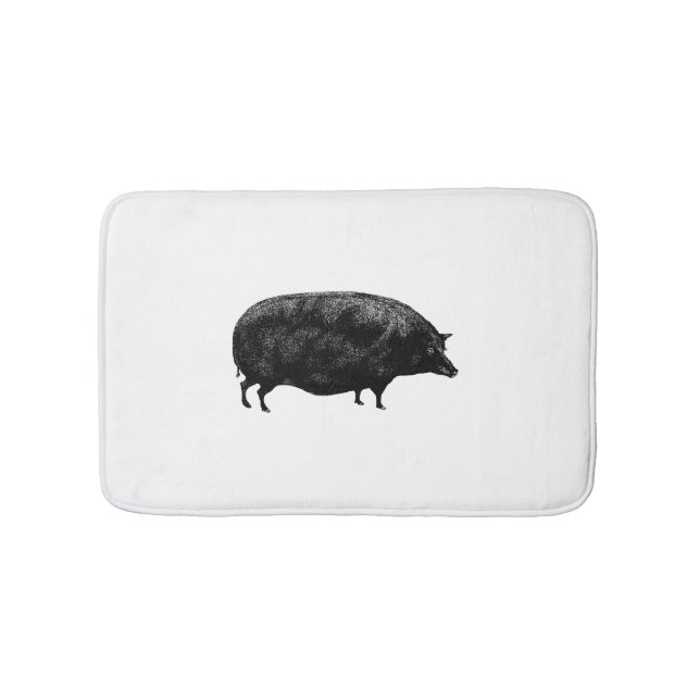 Cute Vintage Pig Bath Mat (Front)