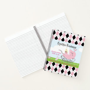 Cute Vintage Pink Baby Girl Carriage Notebook