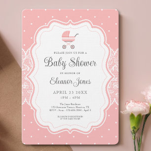 Cute Vintage Pink Baby Shower Invitation
