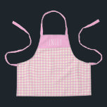 Cute Vintage Pink Gingham Plaid Personalised Kid's Apron<br><div class="desc">Cute Vintage Pink Gingham Plaid Personalised Kid's Apron</div>