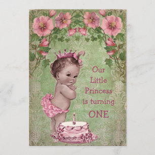 Cute Vintage Princess 1st Birthday Party Invitation