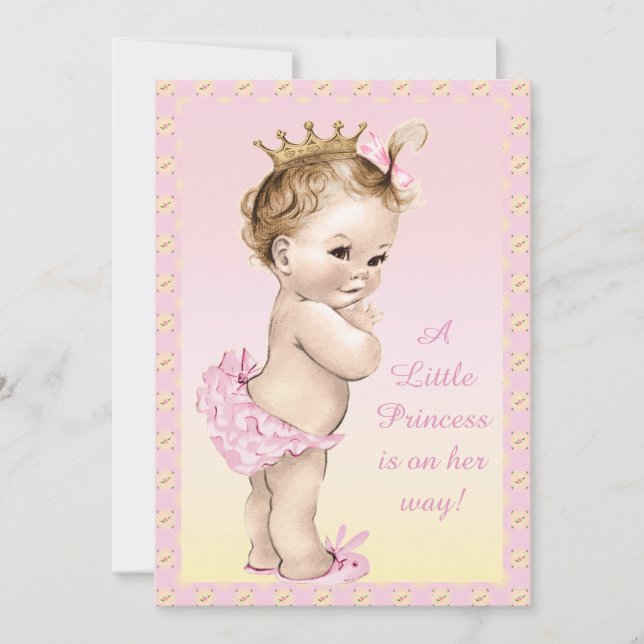 Cute Vintage Princess Floral Baby Shower Invitation (Front)