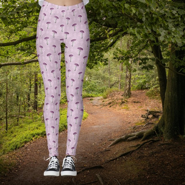 Cute Vintage Purple Mushroom Dream Pattern  Leggings (Creator Uploaded)