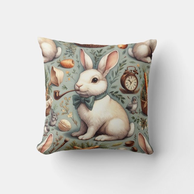 Cute Vintage Rabbit Cushion (Front)