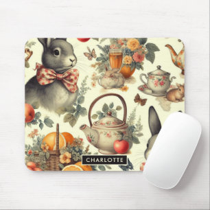 Cute Vintage Rabbit Painting Mouse Pad
