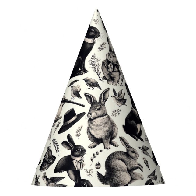 Cute Vintage Rabbit Pattern Party Hat (Front)