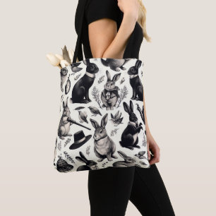 Cute Vintage Rabbit Pattern Tote Bag