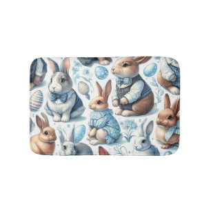 Cute Vintage Rabbit Seamless Bath Mat
