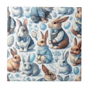 Cute Vintage Rabbit Seamless Ceramic Tile