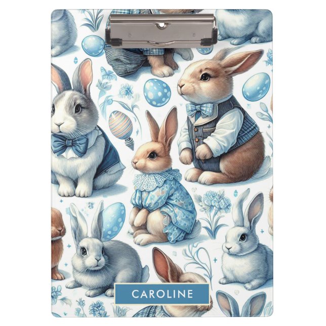 Cute Vintage Rabbit Seamless Clipboard (Front)