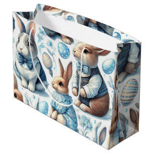 Cute Vintage Rabbit Seamless Large Gift Bag