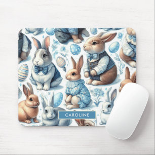 Cute Vintage Rabbit Seamless Mouse Pad