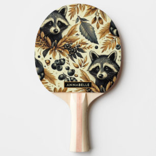 Cute Vintage Racoon Pattern Ping Pong Paddle
