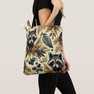 Cute Vintage Racoon Pattern Tote Bag