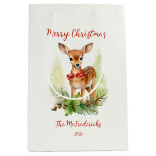 Cute Vintage Reindeer Medium Gift Bag