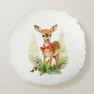 Cute Vintage Reindeer Round Cushion
