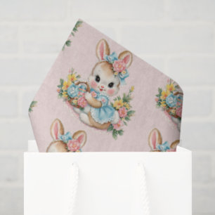 Cute Vintage Retro Easter Bunny Decoupage Tissue Paper