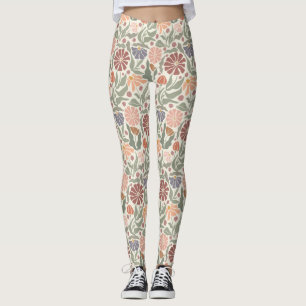 Cute Vintage Retro Flowers Leggings