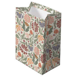 Cute Vintage Retro Flowers Medium Gift Bag
