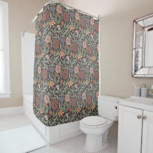 Cute Vintage Retro Flowers Shower Curtain