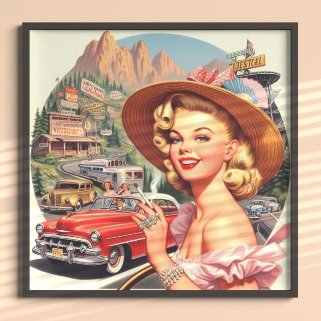 Cute Vintage Retro Girl Painting Poster (Creator Uploaded)