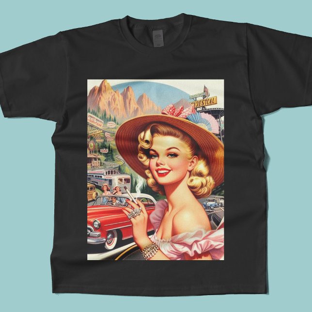 Cute Vintage Retro Girl Painting T-Shirt (Creator Uploaded)