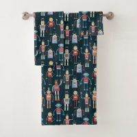 Cute Vintage Retro Robots Dark