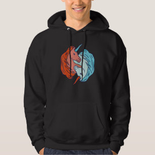 Cute Vintage Retro Yin Yang Unicorns Unicorn Lover Hoodie