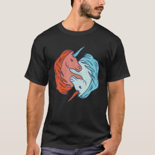 Cute Vintage Retro Yin Yang Unicorns Unicorn Lover T-Shirt