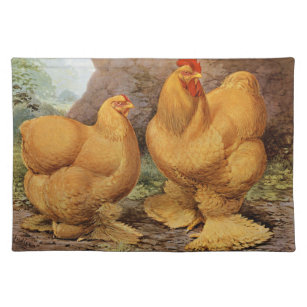 Cute vintage rooster chicken kitchen decor placemat