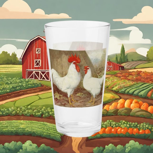 Cute vintage rooster hen Country glass (Creator Uploaded)