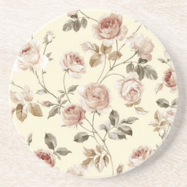 Cute vintage roses coaster (Front)