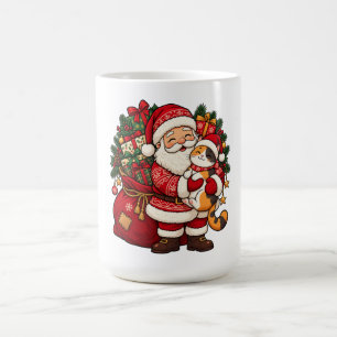 Cute Vintage Santa & Christmas Cat Mug