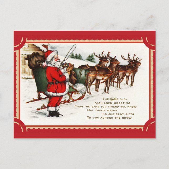 Cute Vintage Santa Christmas Friendship Greetings Postcard (Front)