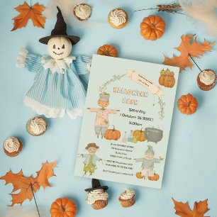 Cute Vintage scarecrow halloween bash Invitation