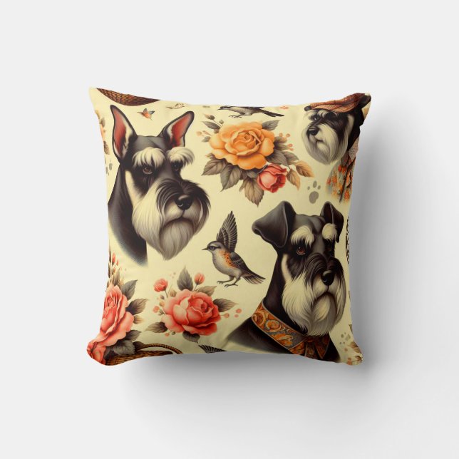 Cute Vintage Schnauzer  Cushion (Front)
