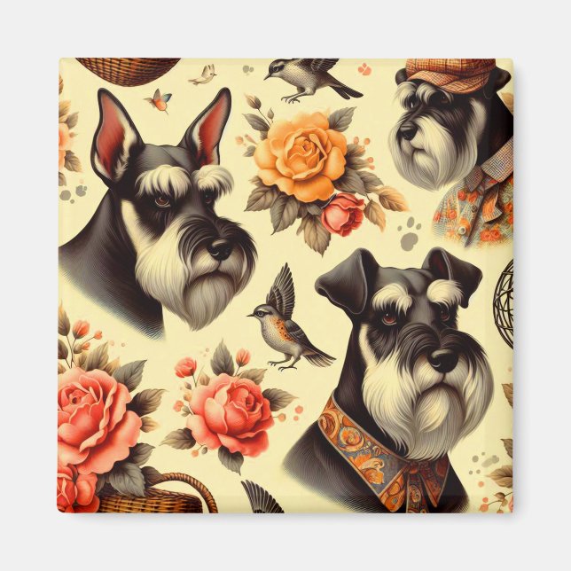 Cute Vintage Schnauzer  Magnet (Front)