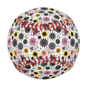 Cute vintage seamless flowers pattern baseball