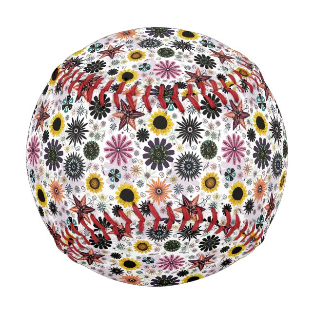 Cute vintage seamless flowers pattern baseball (Front)