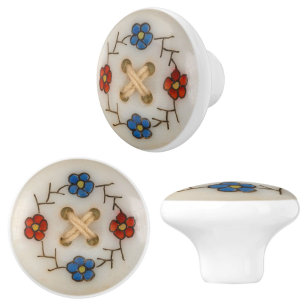 Cute Vintage Sewing Button Ceramic Knob