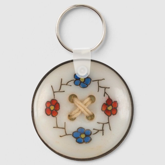 Cute Vintage Sewing Button Keychain (Front)