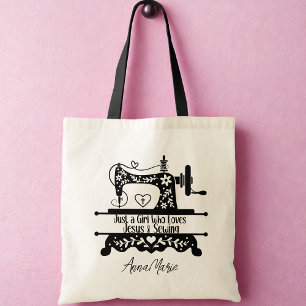 Cute Vintage Sewing Machine Tote Bag