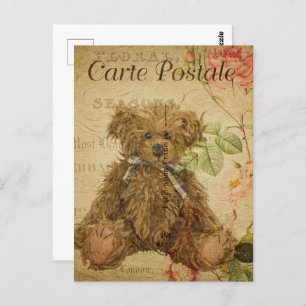Cute Vintage Shaggy Teddy Bear Postcard