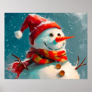 Cute Vintage Snowman Christmas  Poster