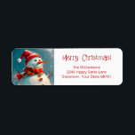 Cute Vintage Snowman Christmas Return Address Label<br><div class="desc">Our whimsical retro snowman is so cute and seasonal on these Christmas return address labels. He's got a Santa hat, a fine retro scarf, and of course a carrot nose, with his buttons and sticks for arms. This is a vintage watercolor. We have placed the traditional greeting, "Merry Christmas", in...</div>