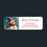 Cute Vintage Snowman Christmas Return Address Label<br><div class="desc">Our whimsical retro snowman is so cute and seasonal on these Christmas return address labels. He's got a Santa hat, a fine retro scarf, and of course a carrot nose, with his buttons and sticks for arms. This is a vintage watercolor. We have placed the traditional greeting, "Merry Christmas", in...</div>