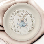 Cute Vintage Storybook Bunny Baby Shower  Paper Plate<br><div class="desc">A charming vintage storybook bunny paper plate for a baby shower, designed to capture the gentle magic of a classic nursery tale. The theme is perfect for celebrating the upcoming birth of a baby girl. The design evokes timeless charm and sweetness with heirloom elegance. Plates are available in 2 sizes:...</div>