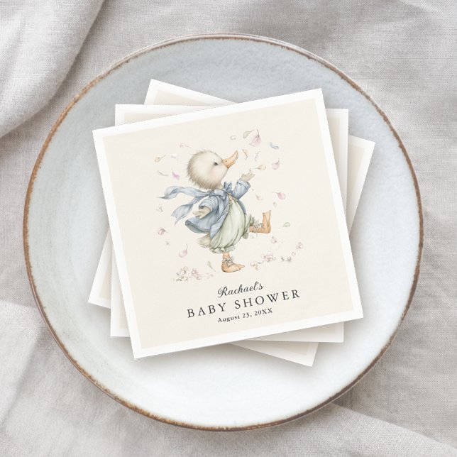 Cute Vintage Storybook Duck Baby Shower  Napkin (Creator Uploaded)
