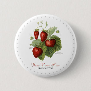 Cute Vintage Strawberry Varieties Add Your Name 6 Cm Round Badge