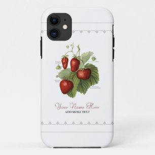 Cute Vintage Strawberry Varieties Add Your Name iPhone 11 Case